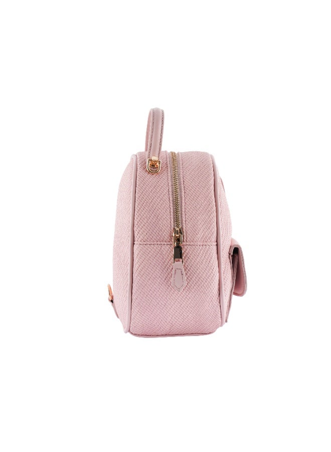 فوسكا حقيبة ظهر صغيرة (Mini Backpack) نسائية Foska قماش وكروس - عصرية ومقبض علوي لون بينك - 16x21 سم - Image 3