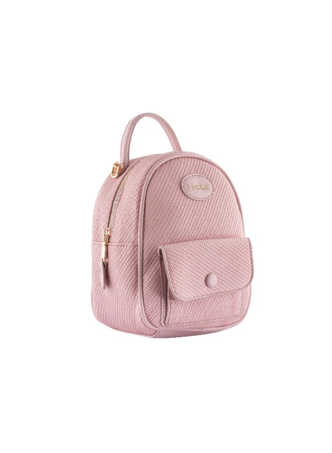 فوسكا حقيبة ظهر صغيرة (Mini Backpack) نسائية Foska قماش وكروس - عصرية ومقبض علوي لون بينك - 16x21 سم - Image 2