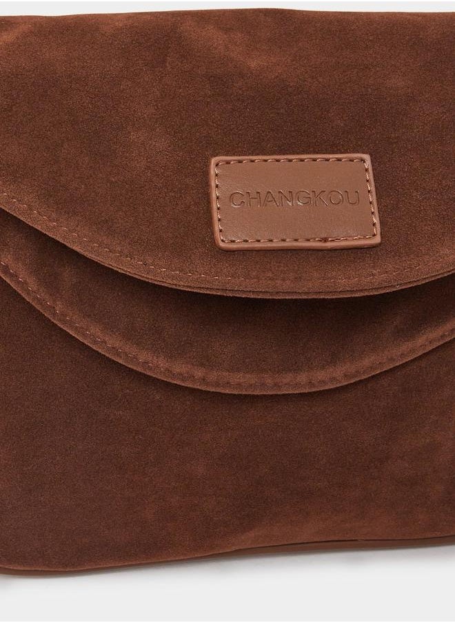 Styli Flap Front Crossbody Bag with Patch Detail  - Image 3