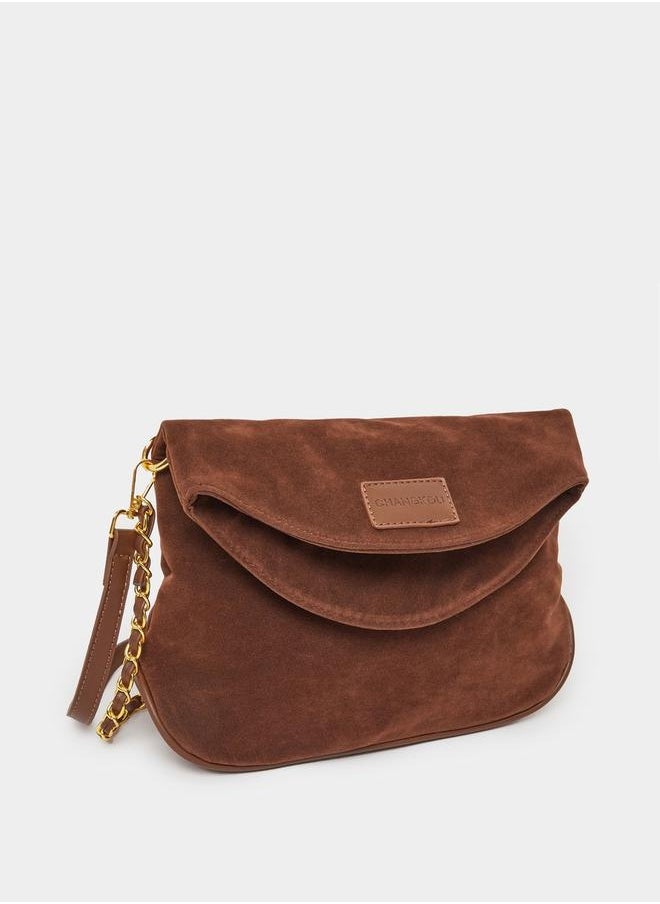 Styli Flap Front Crossbody Bag with Patch Detail  - Image 1
