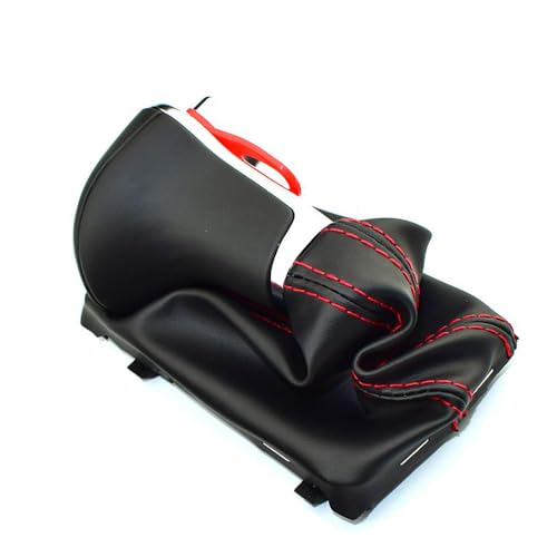 Cakievro Gear Shift Knob Auto Automatic Leather Chrome for Audi A6 A7 A3 A4 A5 A6 c6 Q7 Q5 2009 2010 2011 2012 2014 4G1 713 139 R (Red line Black) - Image 1
