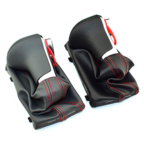 Cakievro Gear Shift Knob Auto Automatic Leather Chrome for Audi A6 A7 A3 A4 A5 A6 c6 Q7 Q5 2009 2010 2011 2012 2014 4G1 713 139 R (Red line Black) - Image 5