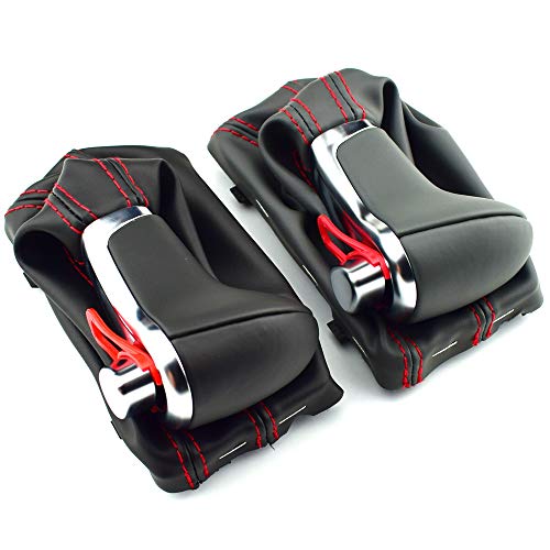 Cakievro Gear Shift Knob Auto Automatic Leather Chrome for Audi A6 A7 A3 A4 A5 A6 c6 Q7 Q5 2009 2010 2011 2012 2014 4G1 713 139 R (Red line Black) - Image 4
