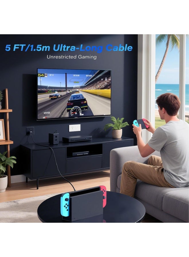 اكسيسن شاحن Switch 2، محول تيار متردد 60 واط لـ Nintendo 2 و Steam Deck، يدعم وضع TV Dock، مصدر طاقة 20 فولت/3 أمبير شحن سريع مع كابل USB C بطول 5 أقدام - Image 5