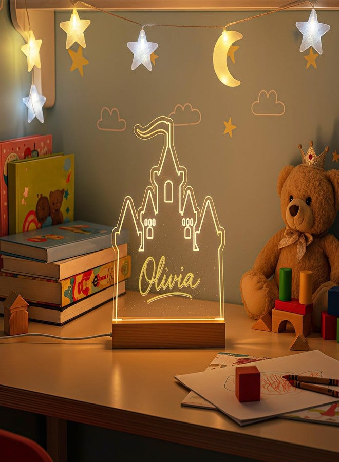 Baquler Princess Castle Night Light Christmas Princess Lamp LED Castle Decoration with Erasable Pen Cloth Lighted Acrylic Table Sign for Girls Christmas Birthday Gift Room Bedroom Office Home Decor - Image 2