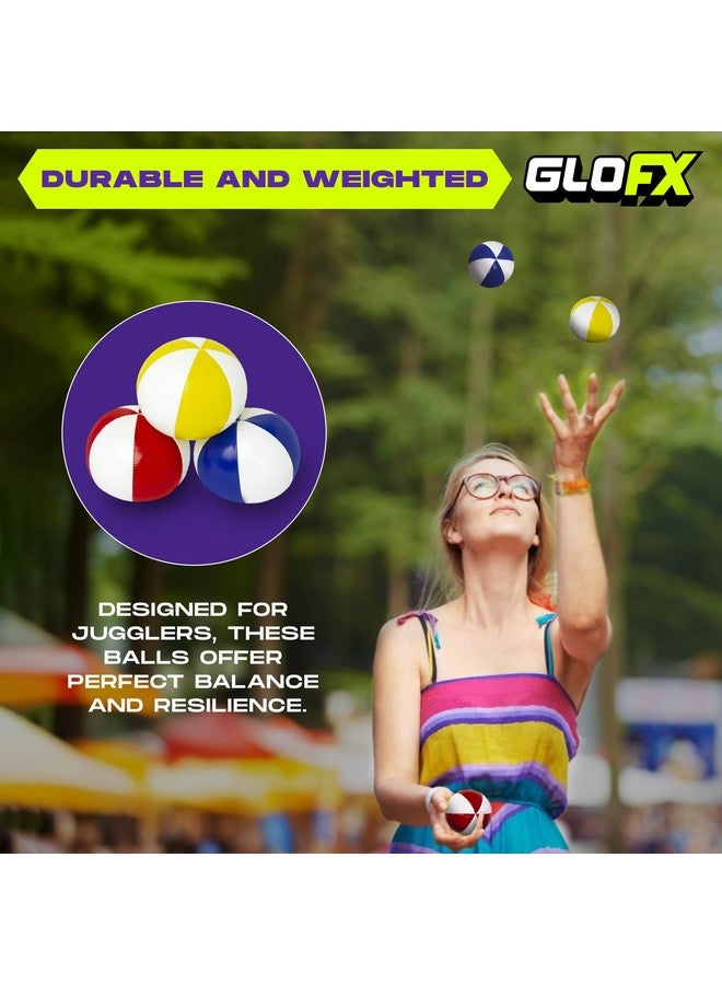GloFX Juggling Balls [Pack of 3] for Beginners to Advanced Jugglers - No Bounce Design - Durable Weighted Juggle Ball Kit - 2 Layer Construction - Soft and Easy Juggling Kit - Mixed Colors - Image 4