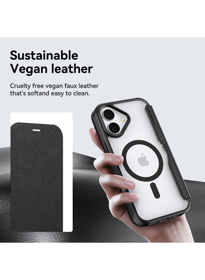 RAPTIC حافظة Air Folio لجهاز iPhone 17 متوافقة مع MagSafe محفظة فوليو [3 فتحات بطاقات] غلاف جلد بوليمري إغلاق مغناطيسي ظهر شفاف [تم اختبار السقوط من ارتفاع 2 م] - أسود - Image 2