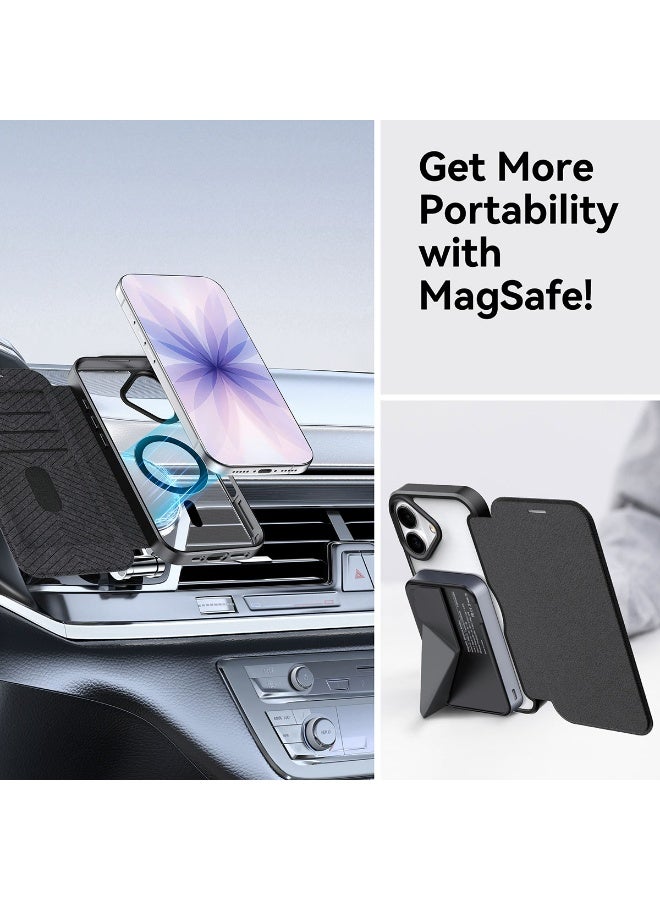 RAPTIC حافظة Air Folio لجهاز iPhone 17 متوافقة مع MagSafe محفظة فوليو [3 فتحات بطاقات] غلاف جلد بوليمري إغلاق مغناطيسي ظهر شفاف [تم اختبار السقوط من ارتفاع 2 م] - أسود - Image 4