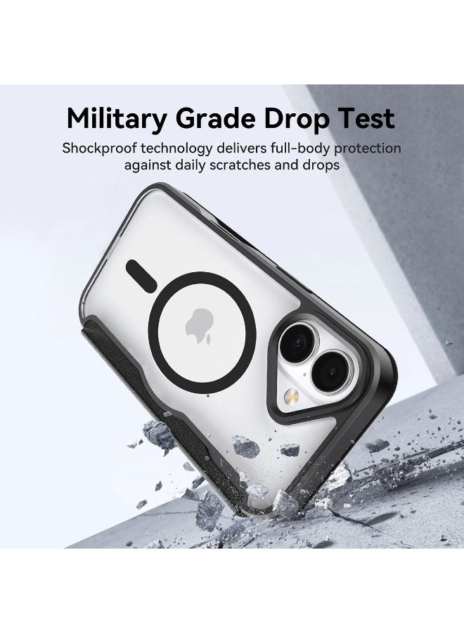 RAPTIC حافظة Air Folio لجهاز iPhone 17 متوافقة مع MagSafe محفظة فوليو [3 فتحات بطاقات] غلاف جلد بوليمري إغلاق مغناطيسي ظهر شفاف [تم اختبار السقوط من ارتفاع 2 م] - أسود - Image 3