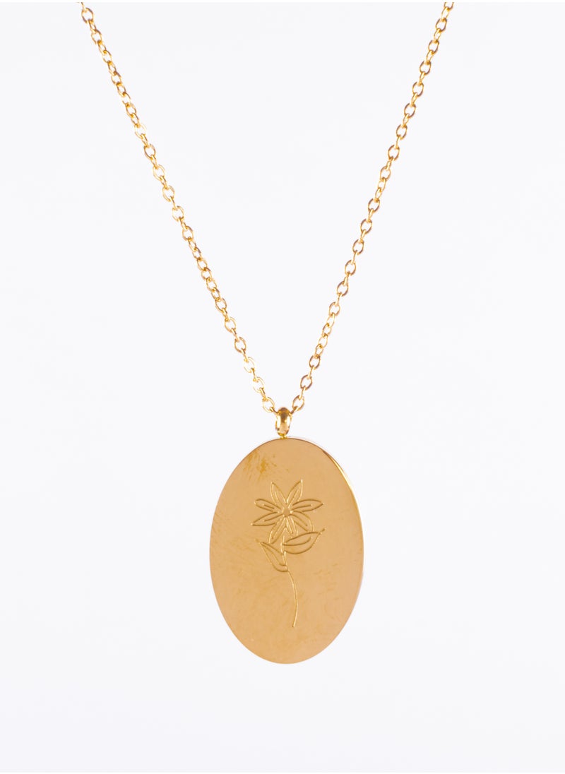 The Black Pearl Accessories - Stainless Steel Necklace Gold with a Rose Pendant - Image 1