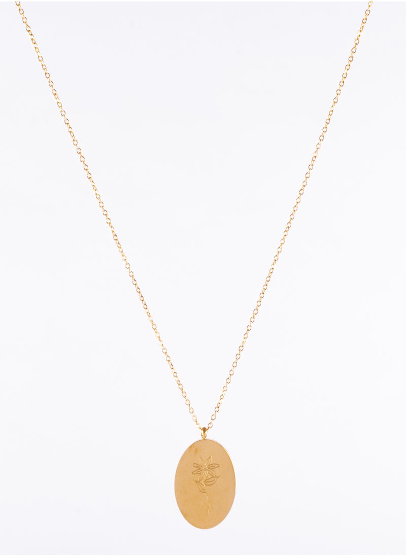 The Black Pearl Accessories - Stainless Steel Necklace Gold with a Rose Pendant - Image 1