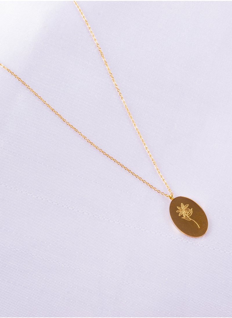 The Black Pearl Accessories - Stainless Steel Necklace Gold with a Rose Pendant - Image 1