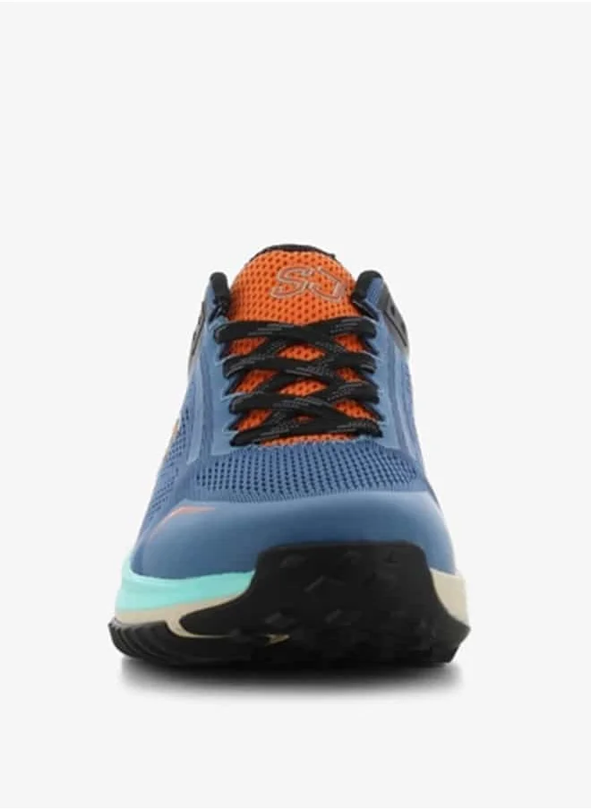 اس جي Men's Colourblock Lace-Up Low Ankle Sneakers