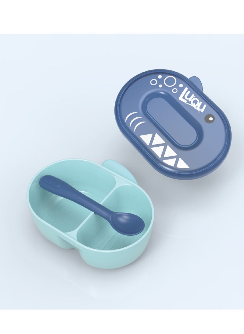 لوكو وعاء التغذية مع الملعقة ازرق غامق- 2 قطعة - Image 3