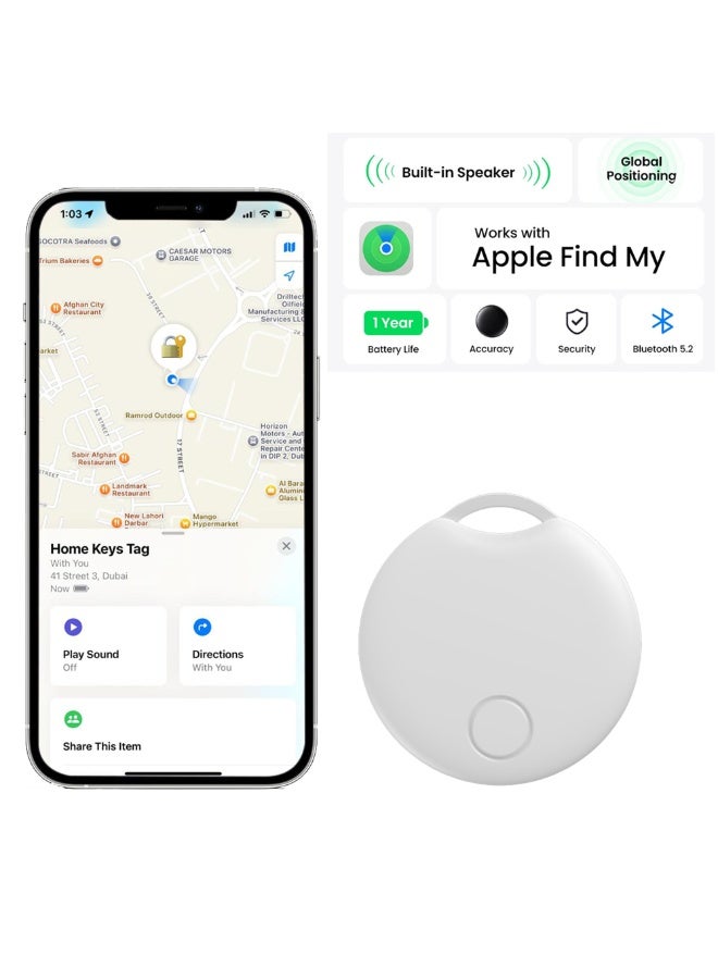 Smart Finder Bluetooth Tacker Smart AirTag Anti Lose Reminder key Finder Works with IOS Find My App (White-1pcs)  - Image 1