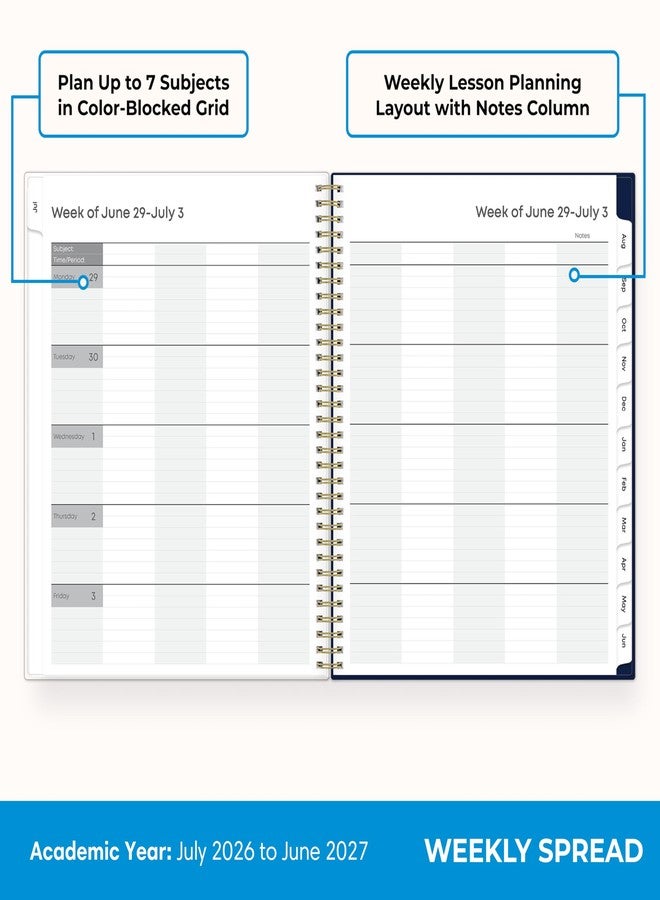 Blue Sky 2026-2027 Weekly and Monthly Academic Year Teacher Lesson Planner Calendar, July 2026 - June 2027, 8.5" x 11", Flexible Cover, Wirebound, Laminated Tabs, Storage Pocket, Fresh Lemons - Image 3