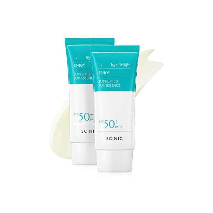 SCINIC Enjoy Super Mild Sun Essence 2 Set SPF50+ PA++++ 1.69 fl oz(50ml) | A Lightweight Hydrating Sun Essence That leaves No Sticky Feeling | Korean Skincare