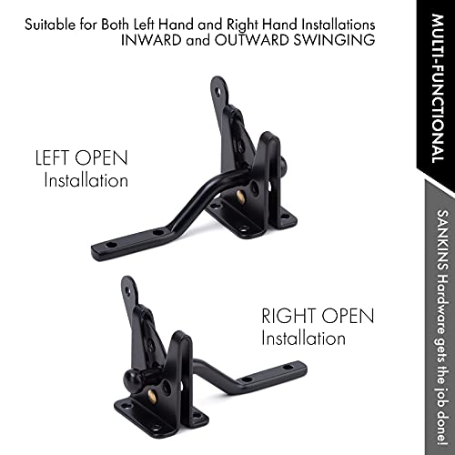 SANKINS Self Locking Gate Latch Automatic Gravity Lever for Wood Fence Gate, Door Latches, Steel, Black - Image 2