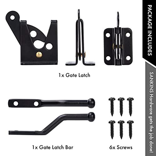 SANKINS Self Locking Gate Latch Automatic Gravity Lever for Wood Fence Gate, Door Latches, Steel, Black - Image 4