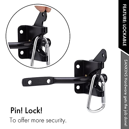 SANKINS Self Locking Gate Latch Automatic Gravity Lever for Wood Fence Gate, Door Latches, Steel, Black - Image 3