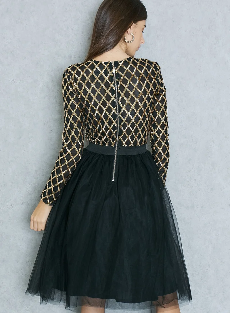 Rare Sequin Top Skater Dress