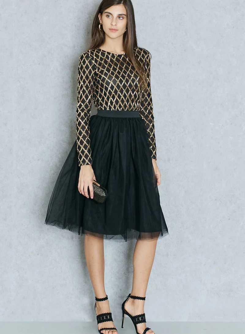 Rare Sequin Top Skater Dress