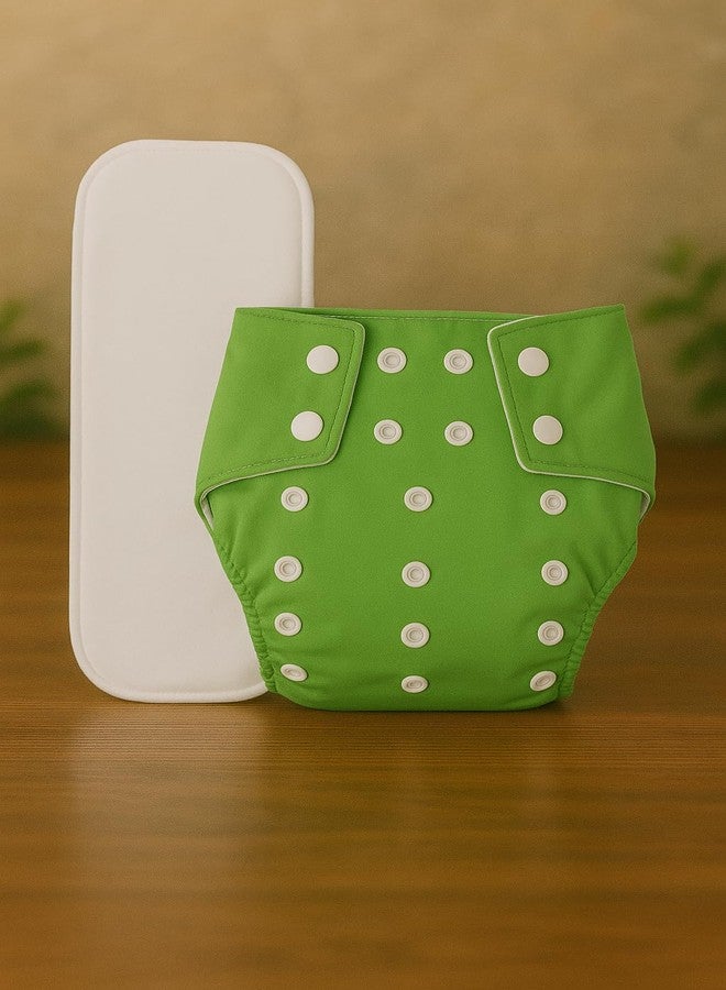 Laee cute "Reusable Baby Cloth Diaper with Absorbent Insert - Adjustable & Eco-Friendly" (green@34) - Image 1