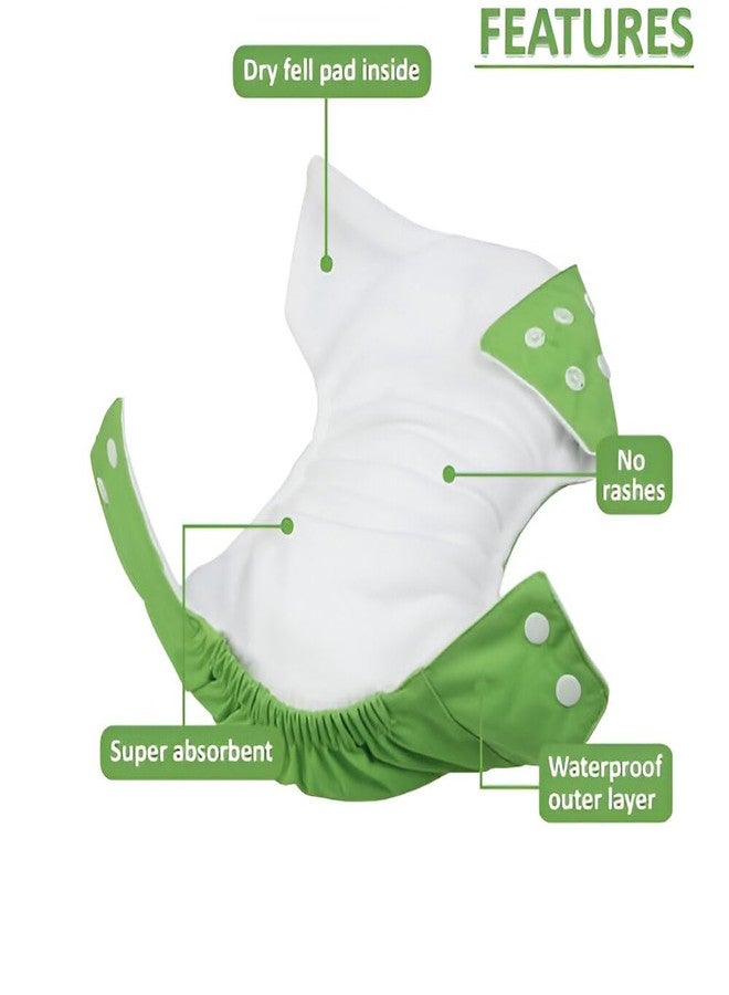 Laee cute "Reusable Baby Cloth Diaper with Absorbent Insert - Adjustable & Eco-Friendly" (green@34) - Image 4