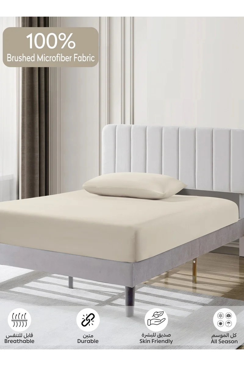 دوناتيلا Bedding Fitted Sheet - Fits 120x200 Cm For Single Bed - 2 Pcs (1 Fitted Sheet and 1 Pillowcases) - 35 Cm Deep Pocket - Solid Bed Sheet