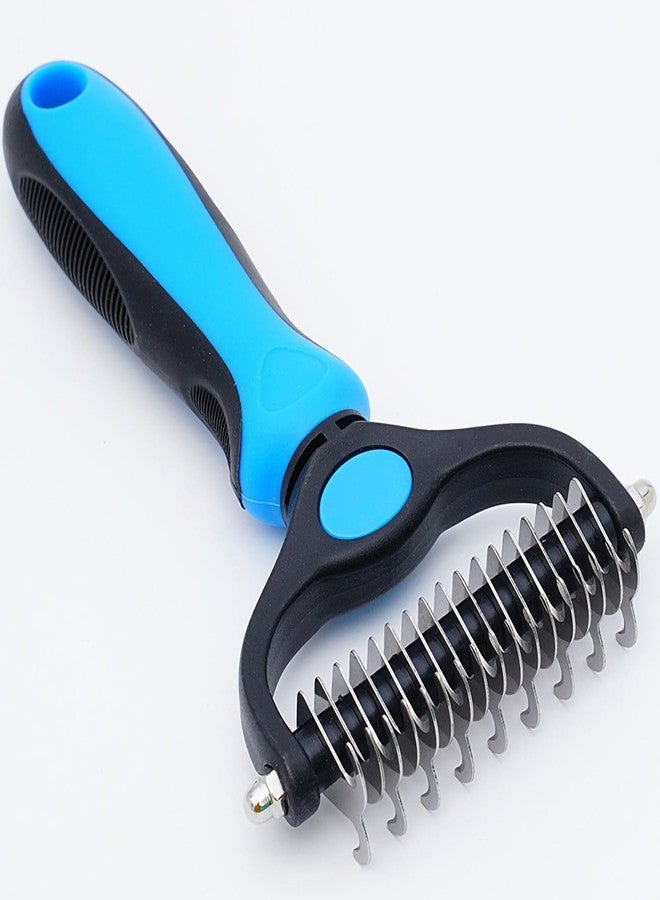 AKEISHE Pet Grooming Rake for Dogs & Cats - Double-Sided Deshedding and Dematting Tool, Gently Remove 95% of Loose Undercoat & Mats for Long-Haired Pets, Painless Fur Brush for Shedding Control (M) - Image 1