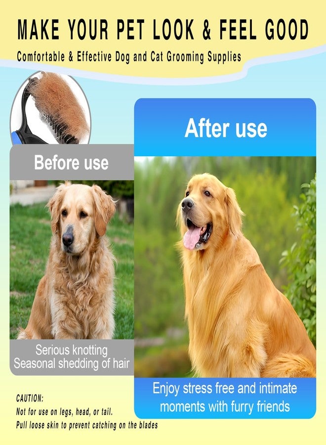 AKEISHE Pet Grooming Rake for Dogs & Cats - Double-Sided Deshedding and Dematting Tool, Gently Remove 95% of Loose Undercoat & Mats for Long-Haired Pets, Painless Fur Brush for Shedding Control (M) - Image 4