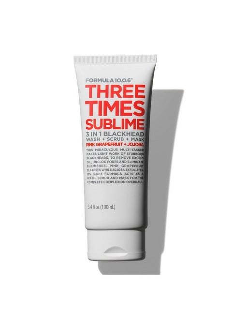 Three Times Sublime Facial Mask 3 In 1 Blackhead Wash Scrub & Mask 3.4 Fl Oz.
