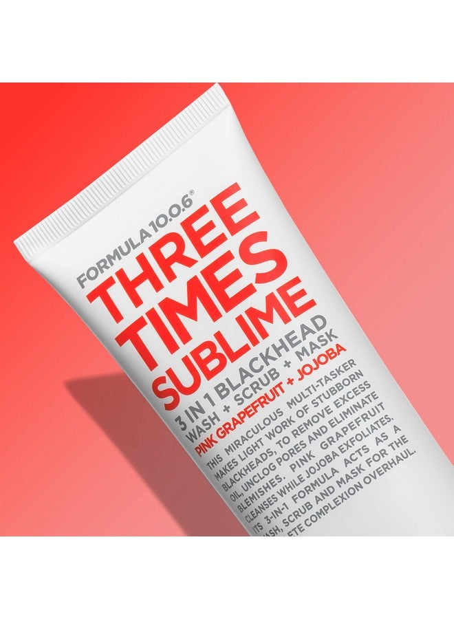 Three Times Sublime Facial Mask 3 In 1 Blackhead Wash Scrub & Mask 3.4 Fl Oz.
