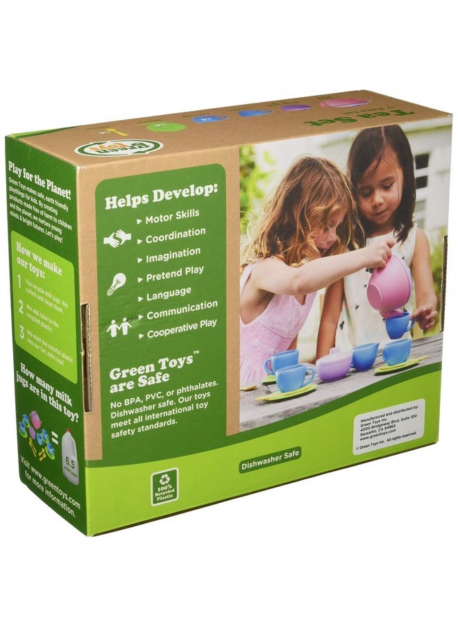 Green Toys Tea Set, Pink 4C - 17 Piece Pretend Play, Motor Skills, Language & Communication Kids Role Play Toy. No Bpa, Phthalates, Pvc. Dishwasher Safe, Recycled Plastic, Made In Usa.  - Image 2