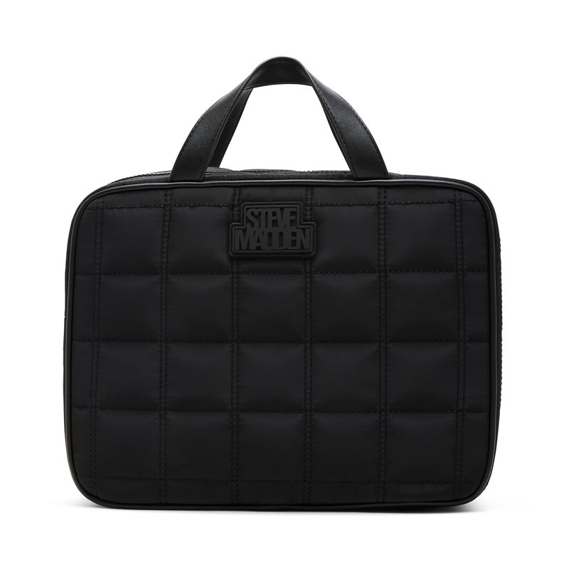 STEVE MADDEN Steve Madden Women's Square Quilted Cosmetic Bag, Black 
