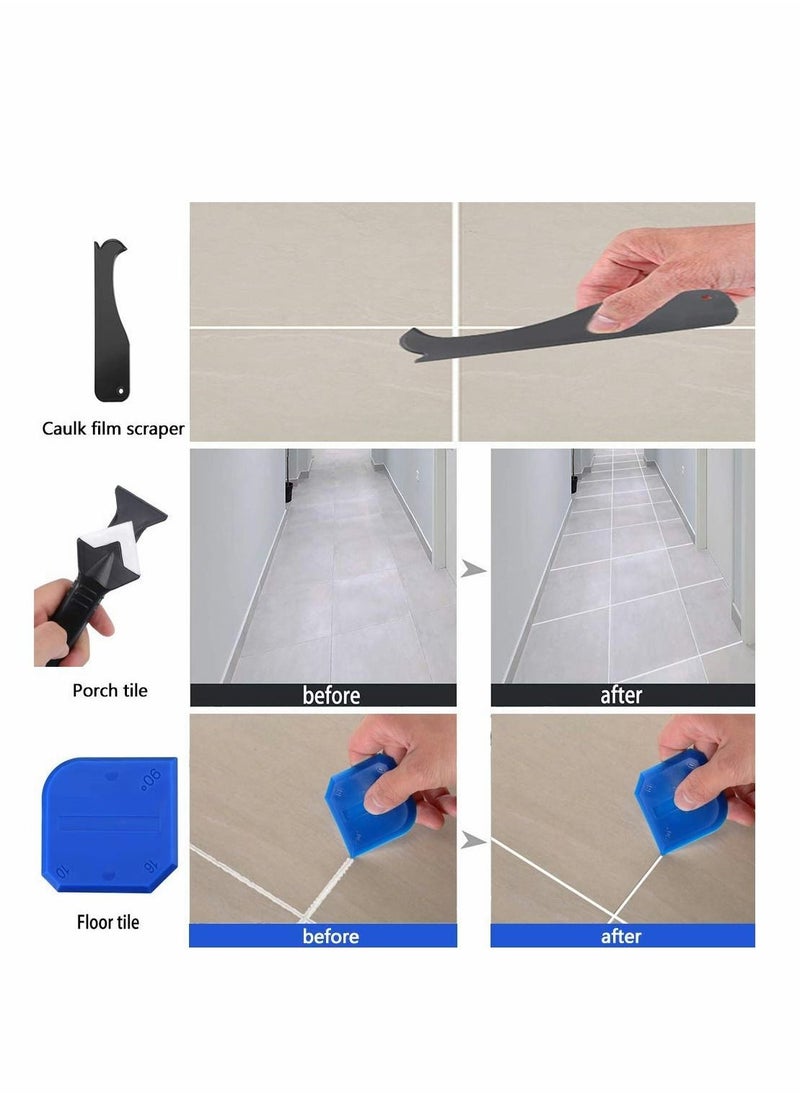 Excefore - Caulking Tools, 3 In 1 Caulking Finishing Tool Kit Silicone Sealant Caulk Grout Remover Scraper and Caulk Nozzle Applicator for Kitchen, Bathroom, Window and Sink Joint - Image 1