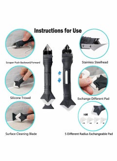 Excefore Caulking Tools, 3 In 1 Caulking Finishing Tool Kit Silicone Sealant Caulk Grout Remover Scraper and Caulk Nozzle Applicator for Kitchen, Bathroom, Window and Sink Joint  - Image 4