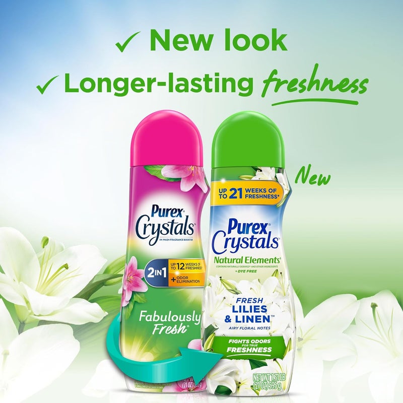 Purex Crystals In-Wash Fragrance and Scent Booster, Fresh Lilies & Linen, 21 Ounce, Pack of 4 - Image 2