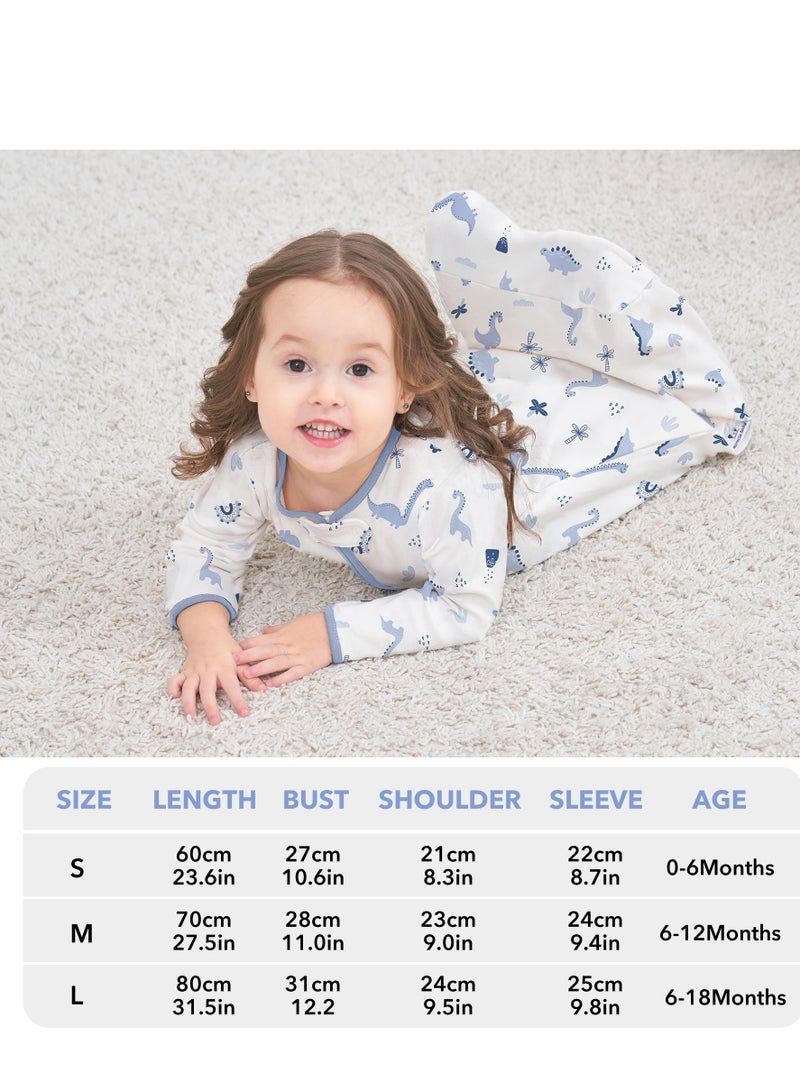 Miracle Baby 2Pcs 100% Cotton Long sleeves Baby Sleeping Bag, Double Zipper Baby Wearable Blankets  0.5TOG - Image 2