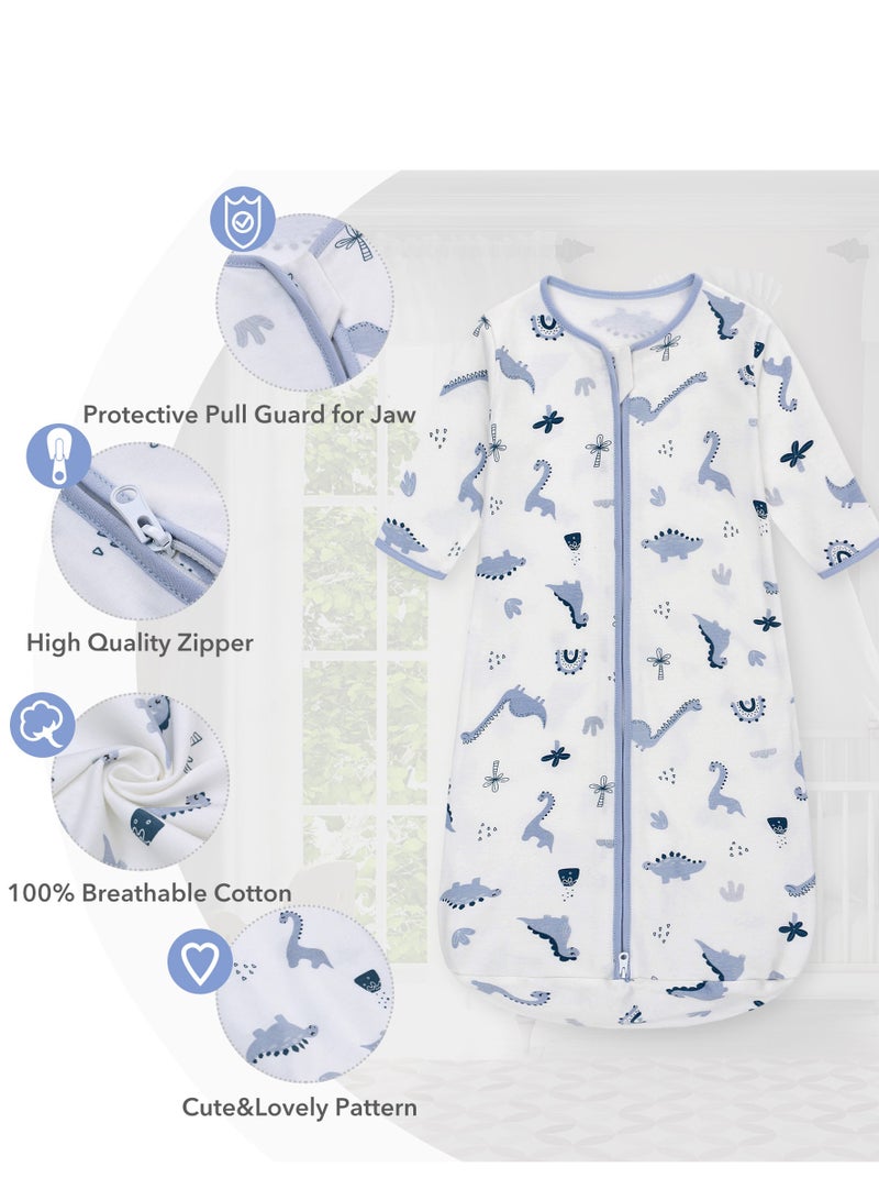 Miracle Baby 2Pcs 100% Cotton Long sleeves Baby Sleeping Bag, Double Zipper Baby Wearable Blankets  0.5TOG - Image 3