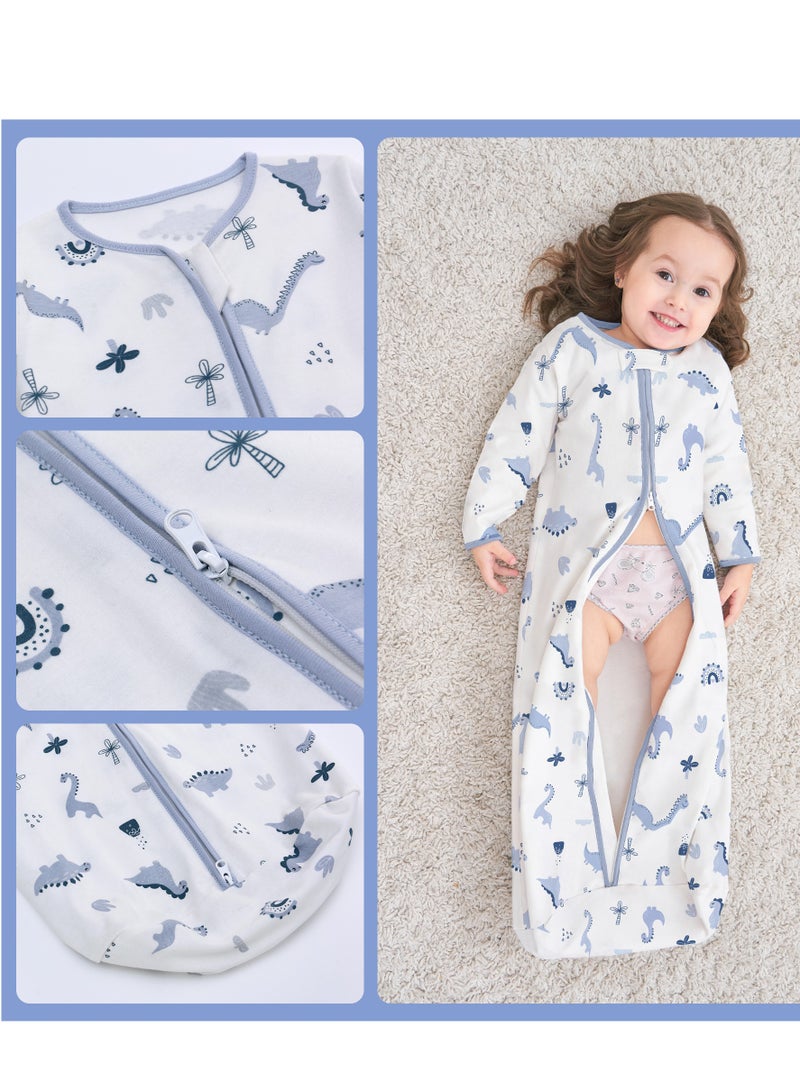 Miracle Baby 2Pcs 100% Cotton Long sleeves Baby Sleeping Bag, Double Zipper Baby Wearable Blankets  0.5TOG - Image 5