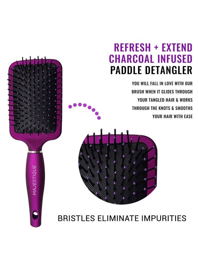 MAJESTIQUE Majestique Vented Hair Brush With Paddle Hair Brush Premium Purple Series - Refresh and Extend Flat Hair Brush. Paddle Detangler for All Hair Types for Women. Men. Girls -(Pack of 2)  - Image 4