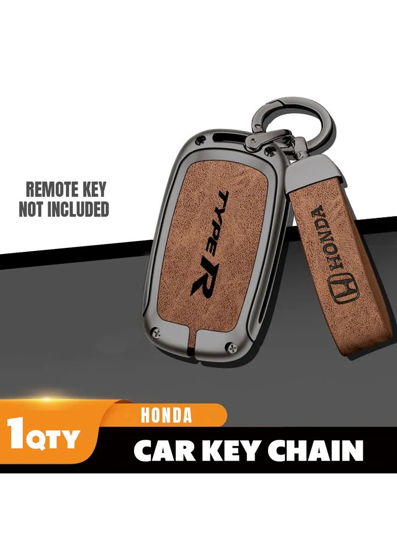 Honda Car Key Chain Super Finish Metal Ring PU Leather Strap Keychain Home Key Chain Car Keychain HONDA - 1Pcs  - Image 1