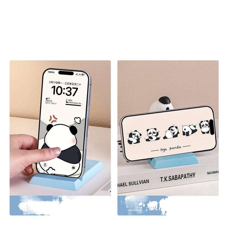 Phone Holder Cute Panda Desk Decoration for Broad Compatibility Black finish for Outdoor Use - Image 5