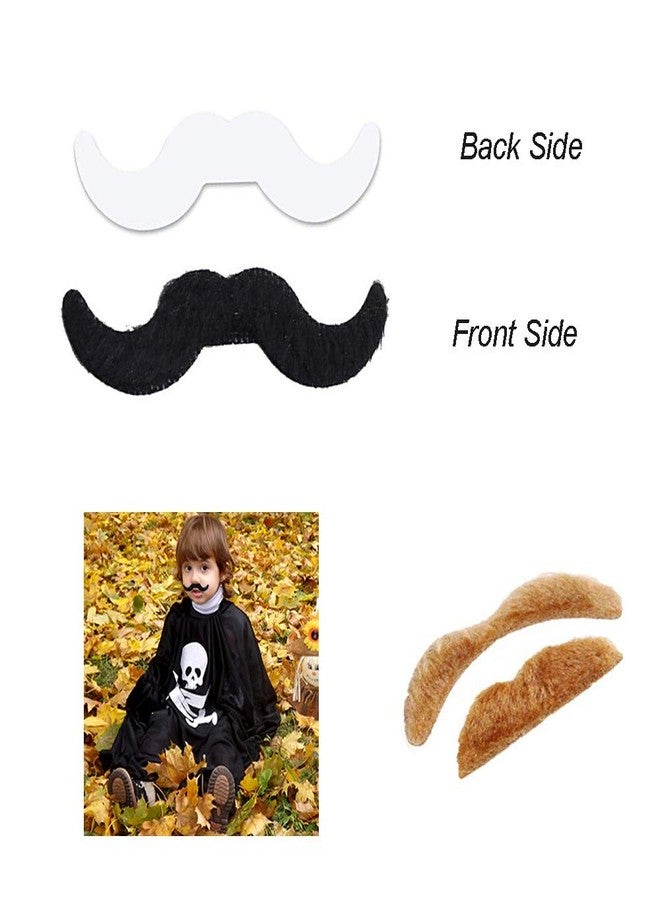 Haawooky 48 PCS Novelty Fake Mustaches,Self Adhesive Mustache for Masquerade Party and Performance,Halloween(Black and Multicolor) - Image 3