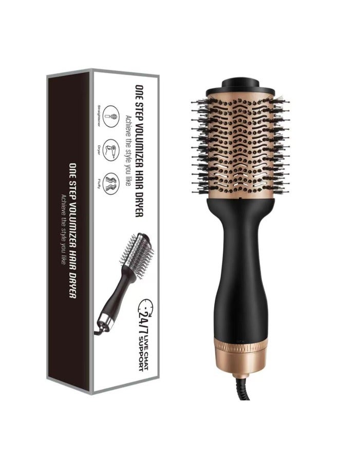 Hot electric hair brush Hair Dryer and Hot Air Brush Effortless Curls & Styling One-Step Hair Dryer Brush Comb Black Hot Air Styler & Volumizer with Negative Ionic - Image 1