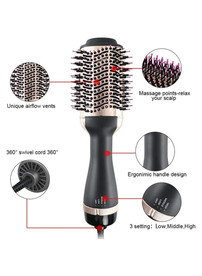 Hot electric hair brush Hair Dryer and Hot Air Brush Effortless Curls & Styling One-Step Hair Dryer Brush Comb Black Hot Air Styler & Volumizer with Negative Ionic - Image 4