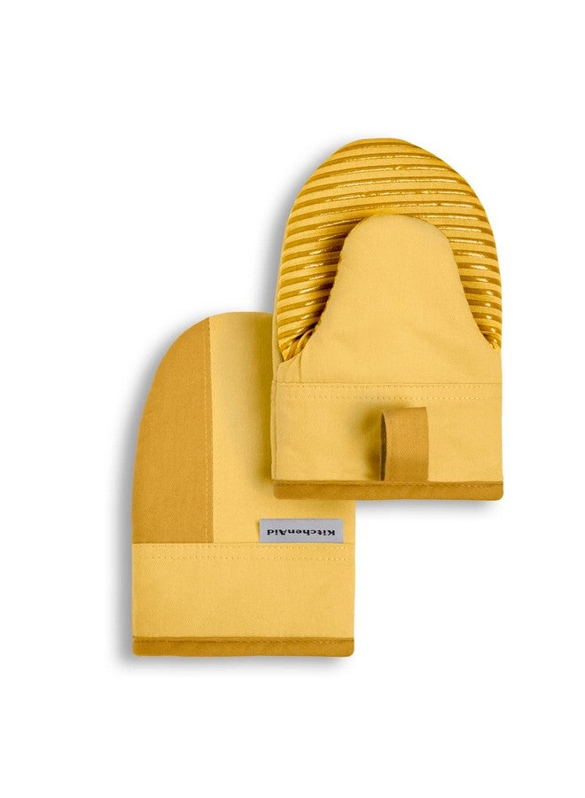 KitchenAid Beacon Two-Tone Non-Slip Mini Oven Mitt Set, Majestic Yellow, 5.5"x8", 2 Piece - Image 1