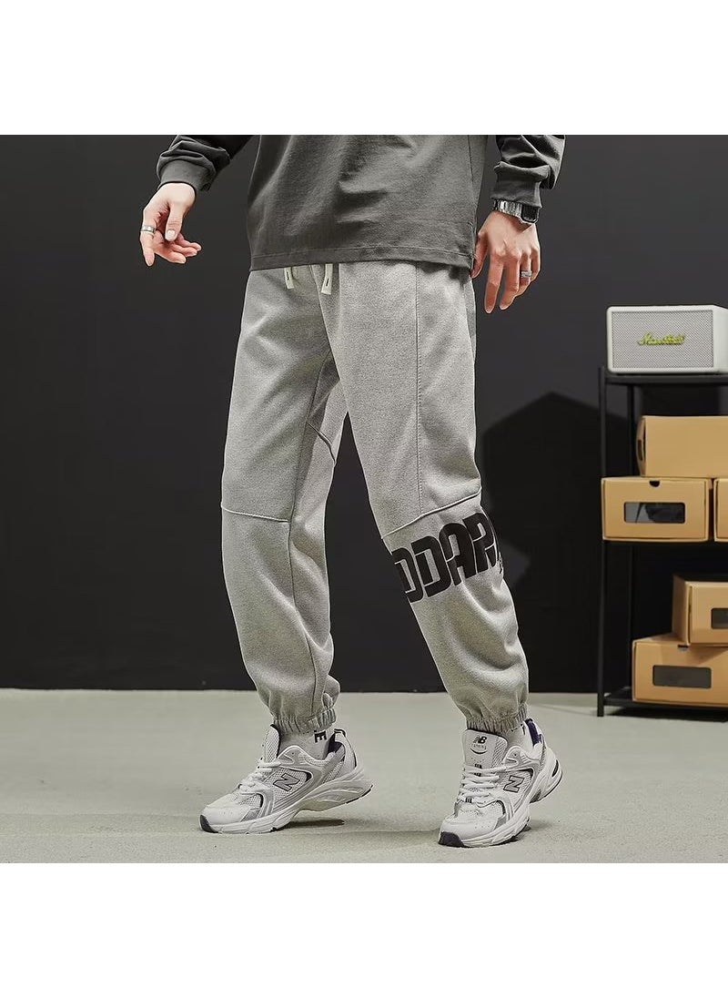 Generic - Loose Cuffed Casual Pants For Men Autumn Winter Fashionable Korean Brand Youth Sports Sweatpants Straight Leg Mid Waist Black (regular) - Image 1