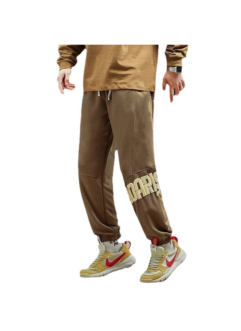 Generic - Loose Cuffed Casual Pants For Men Autumn Winter Fashionable Korean Brand Youth Sports Sweatpants Straight Leg Mid Waist Black (regular) - Image 1